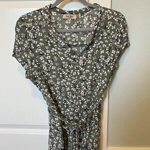 Full Moon | Maternity Wrap Blouse | Green Floral | Size M